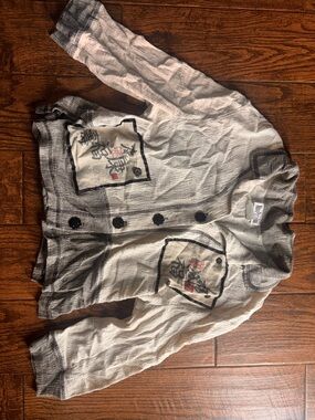 Nina Piccalino Cream Textured Jacket with Black Trim